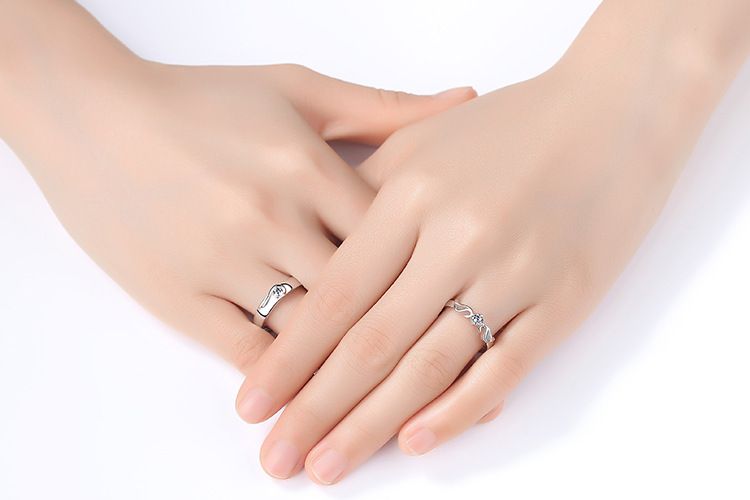 Couple Men and Women Pair Simulated Diamond Opening Zircon Classic Ring Jewelry _voghion.com