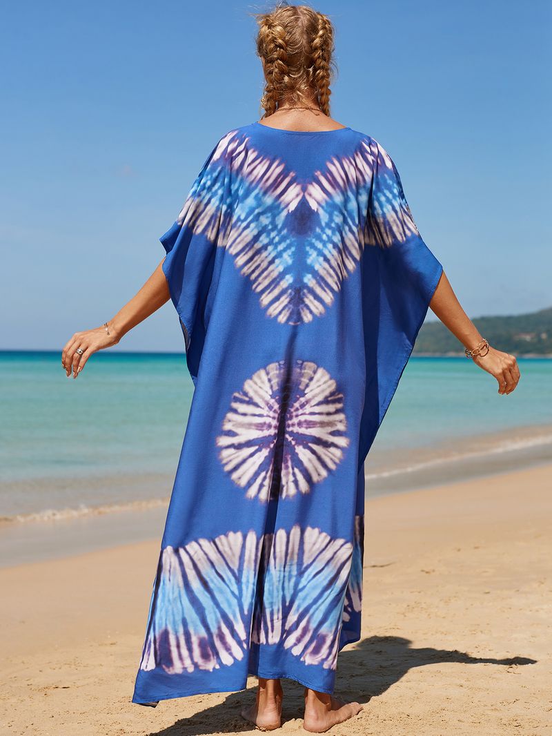 Strandkleid aus 100 % Baumwolle für Damen – Sonnenshirt mit Boho-Print, locker sitzende Bademode, Langarm-Tunika für den Urlaub am Pool_voghion.com