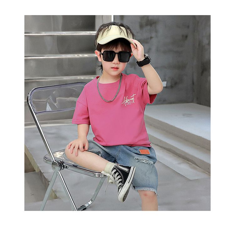Mutter & Kinder Jungen Sommer Schmetterling Jeans Anzug Sommer Neue Koreanische Version Hübscher Junge Baby Kurzarm Zwei Stück Anzug trendy_voghion.com