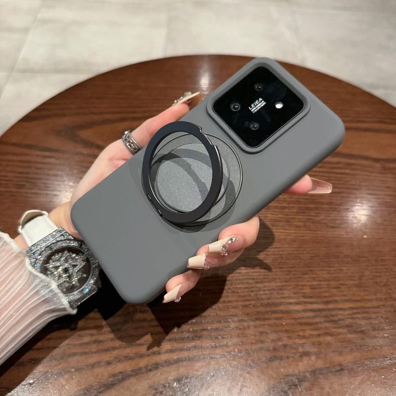 360° Rotating Stand Case For Xiaomi 15/14 Series - Liquid Silicone Shockproof Cover With Magnetic Kickstand, Anti-Fingerprint Matte Finish_voghion.com