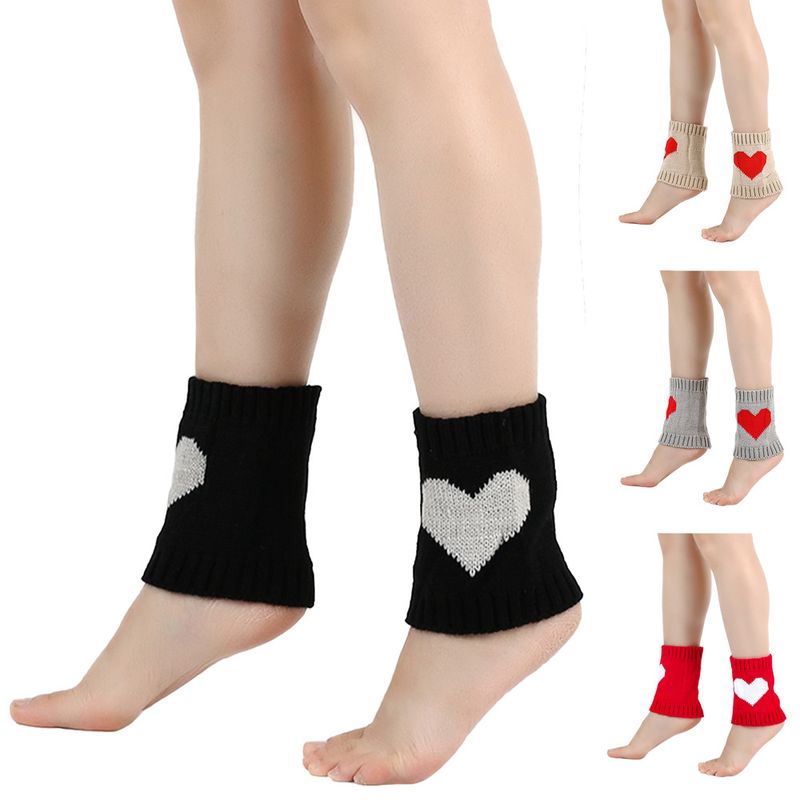 Couvre-pieds courts unisexes Love Bottes chaudes en laine tricotée pour hommes et femmes jambières chaussettes courtes en laine acrylique_voghion.com
