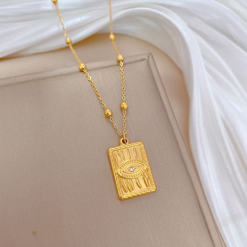 【 Full Body Titanium Steel 】 Devil's Eye Cold Personality Extremely Simple Wind Furnace Real Gold Necklace Female_voghion.com
