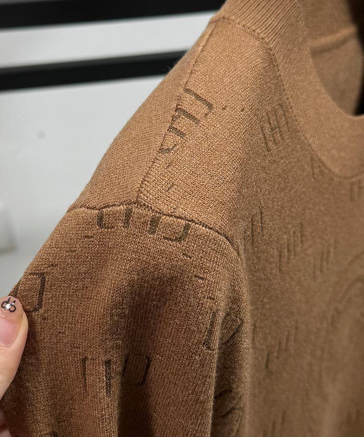 Suéter masculino de malha jacquard – pulôver canelado estiloso com gola redonda, top casual slim fit para outono e inverno_voghion.com