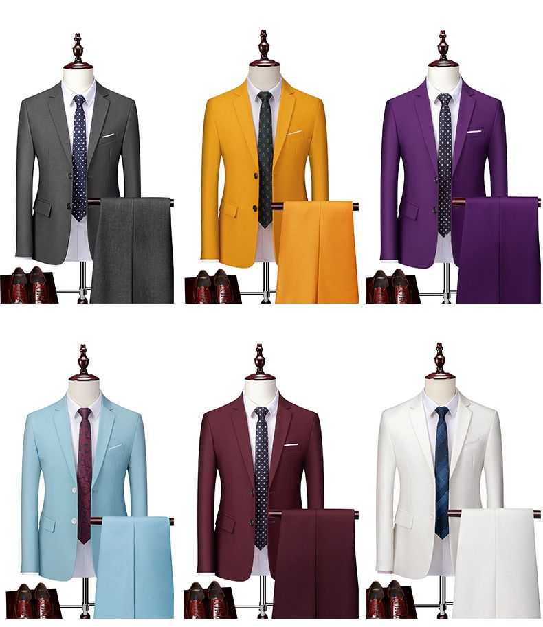 Men's business casual men's fashion host, wedding groomsman suit, two-piece set_voghion.com