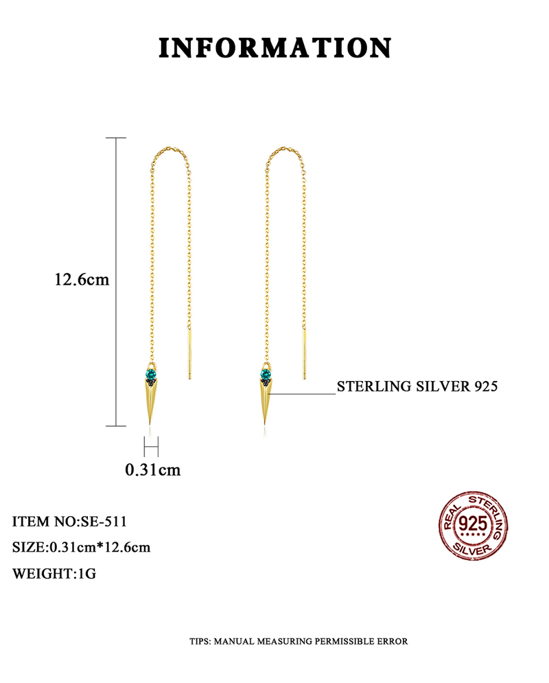 Sterling Silber Lange Kette Ohrringe Anhänger Für Frauen Smaragdgrüne Quaste Vintage Tropfen Ohrringe Feine s_voghion.com