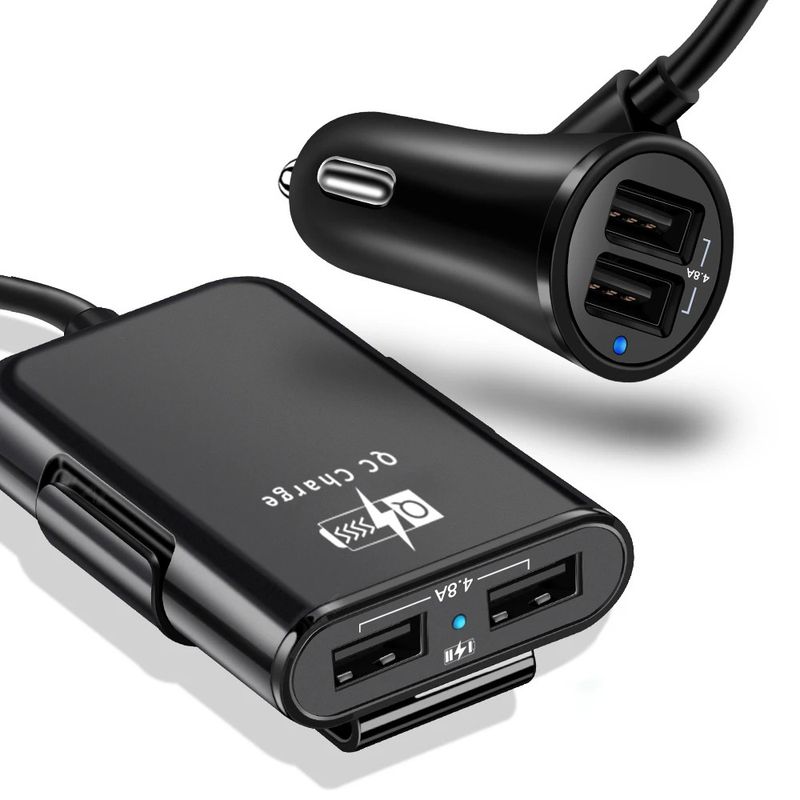 Music Festival  One to four 4USB wired fast charging with 4-port multi port 4-in-1 car charger for front and rear seats_voghion.com