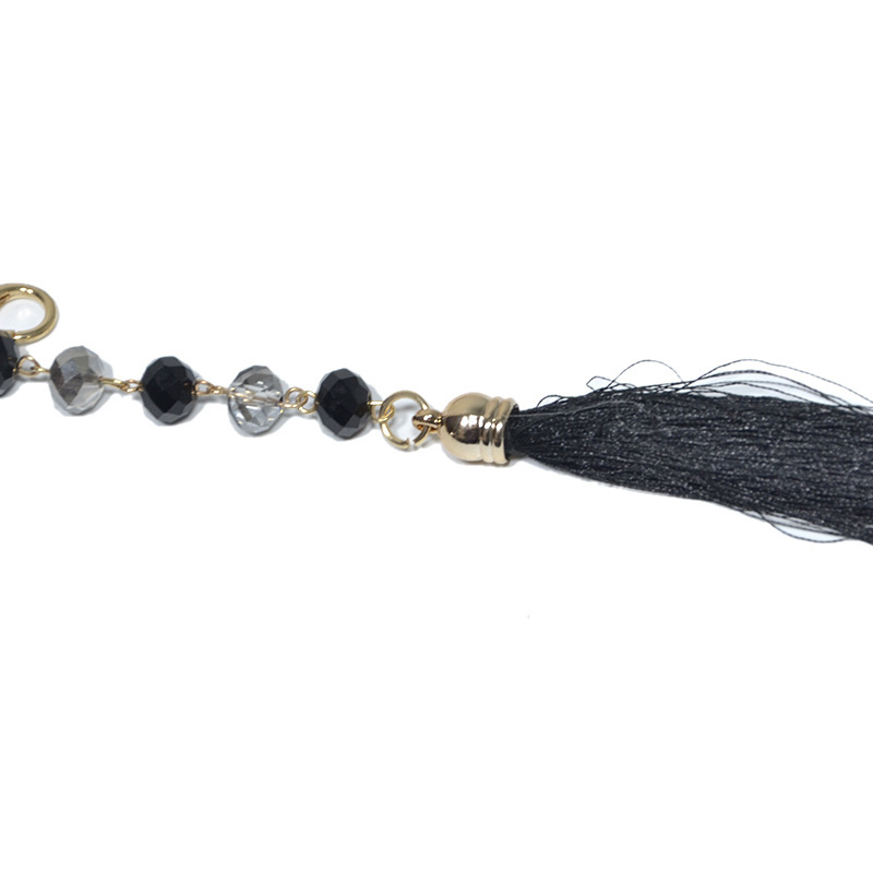 Accessori per abiti da donna con catena in metallo, ciondolo, nappa e cintura sottile da donna con strass intarsiati_voghion.com