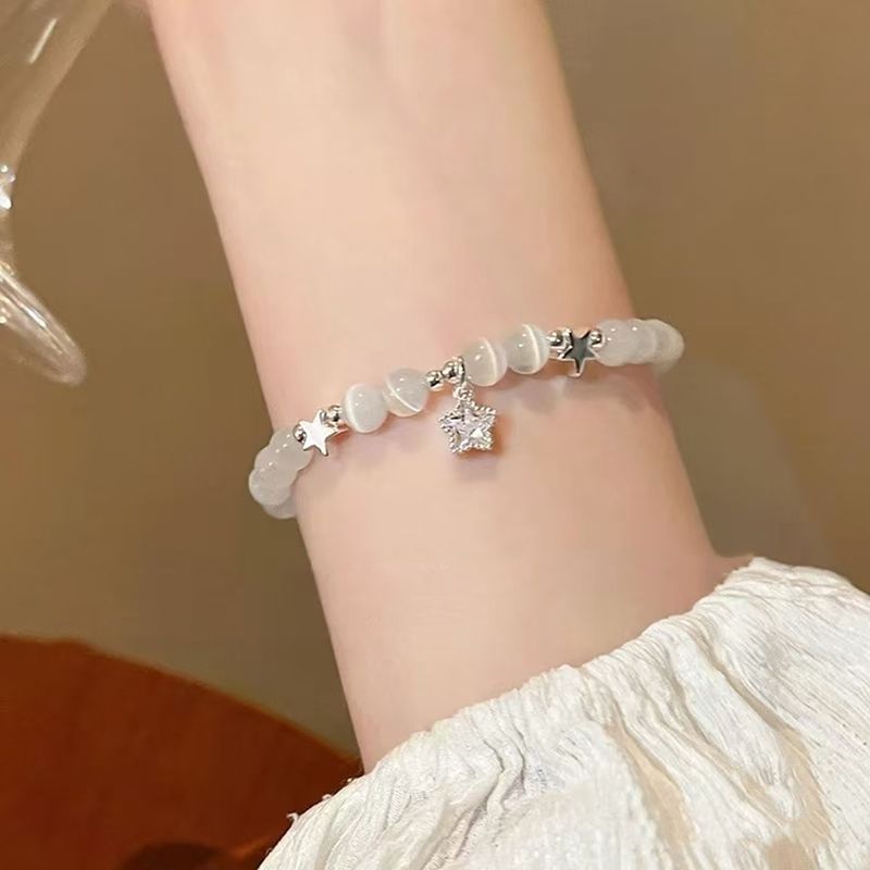 Pure Silver Star Cat Eye Stone Bracelet For Women, With A Niche Design And High-end Temperament. Exquisite Best Friend_voghion.com