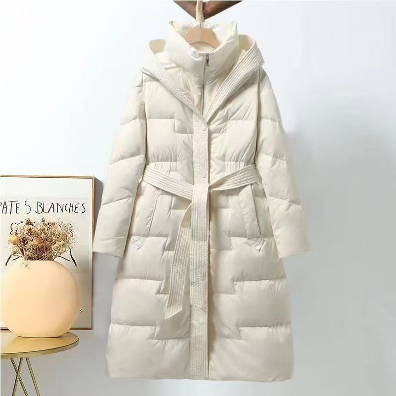 Damenbekleidung Lange Wintermäntel Jacke Wintermäntel Overknee Verdickter Gürtel Mit Kapuze Modische Winterjacke_voghion.com