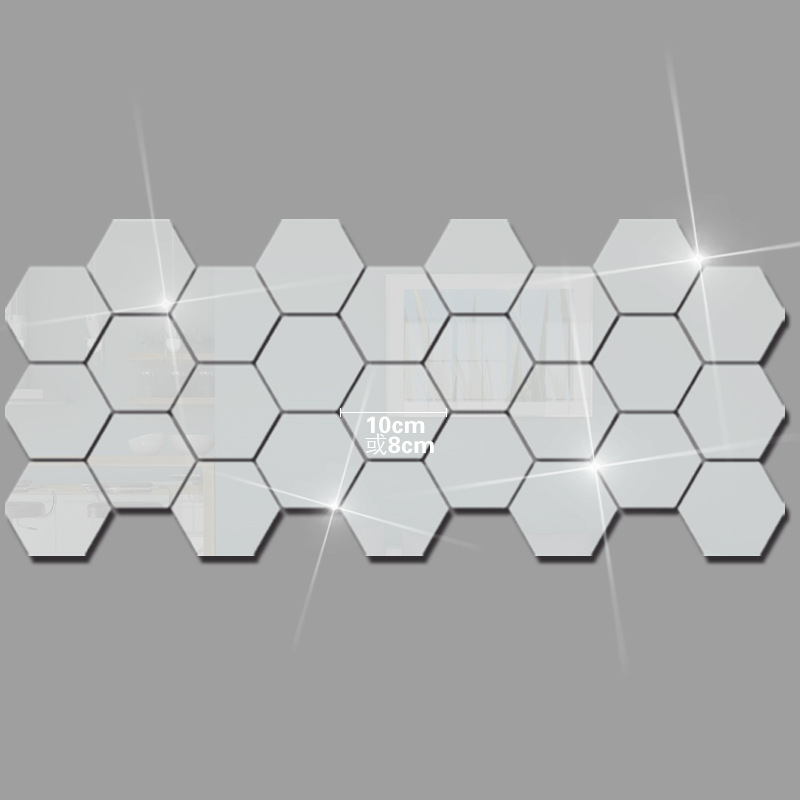 JM006 pegatina de pared de espejo acrílico hexagonal DIY decoración del hogar pegatina de espejo tridimensional impermeable_voghion.com