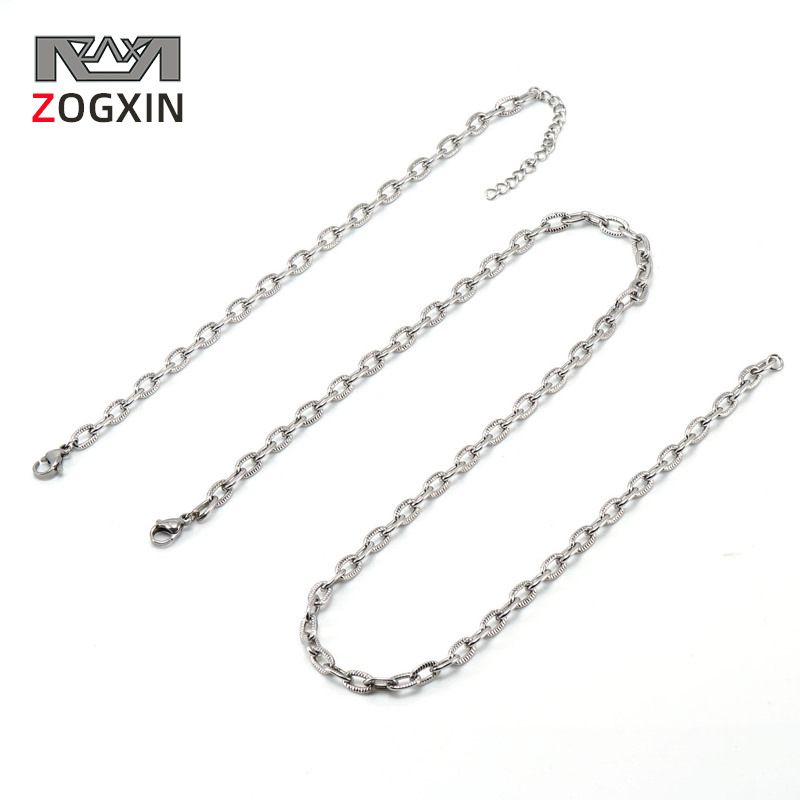 304 Edelstahl O-förmig geprägt DIY Schmuck Zubehör Titan Stahl Kreuz Kette_voghion.com