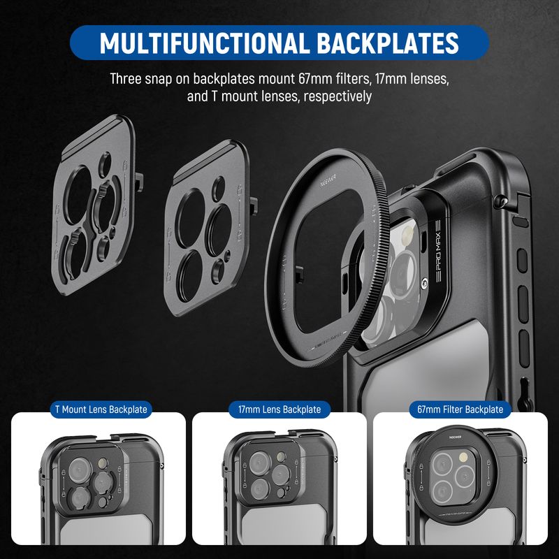 Neuere Käfighülle für iPhone 16 Pro/Pro Max Schnellverschluss-Video-Rig-Telefonstabilisator mit 67-mm-Filteradapter_voghion.com