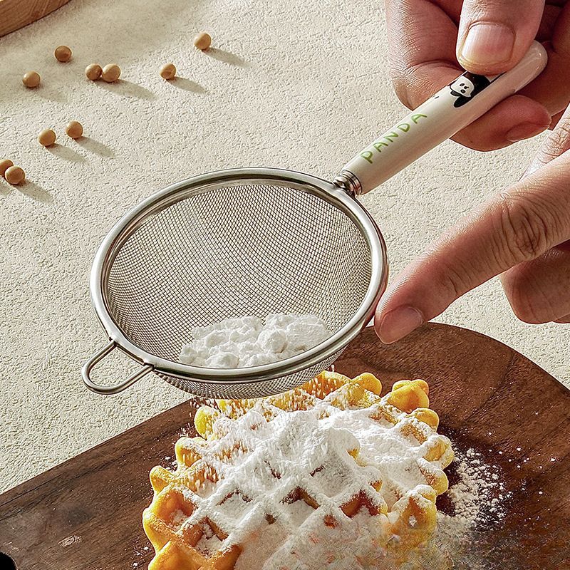 Ceramic Handle Small Strainer 304 Stainless Steel Skimmer Household Mini Baby Food Soy Milk Juice Residue Removal Mesh_voghion.com
