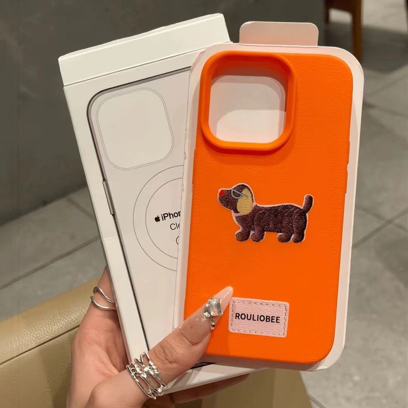 TechGlobe Dog Collection Lychee Pattern 16/15 Pro Phone 14/13/12 Custodia morbida in stile giapponese e coreano_voghion.com