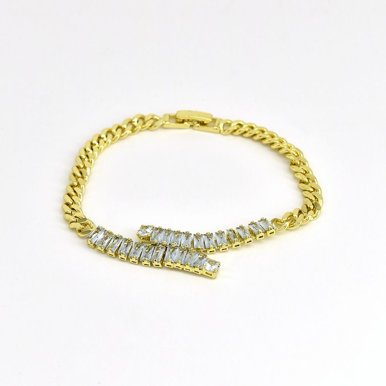 Ins High-End Bracelet Cuban Chain Inlaid With Diamonds Light Luxury Niche Style Women's Jewelry_voghion.com
