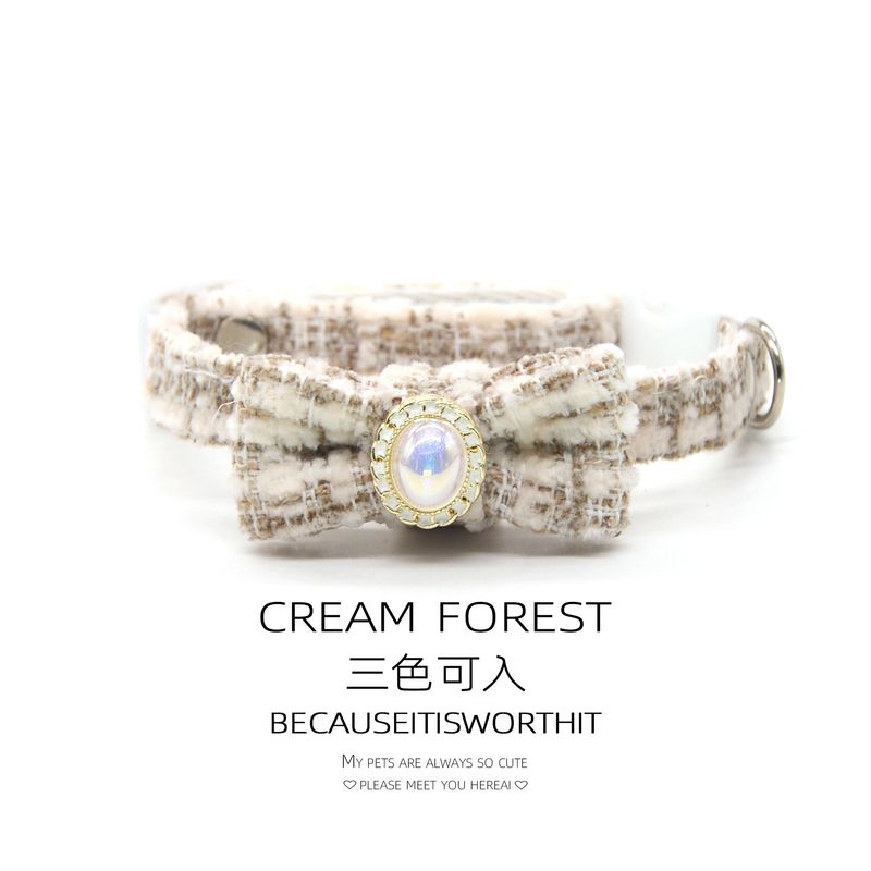 Collier mignon pour chat, style princesse, orné de perles et d'un nœud papillon ; ajustable pour petit chien ; anti-suffocation_voghion.com
