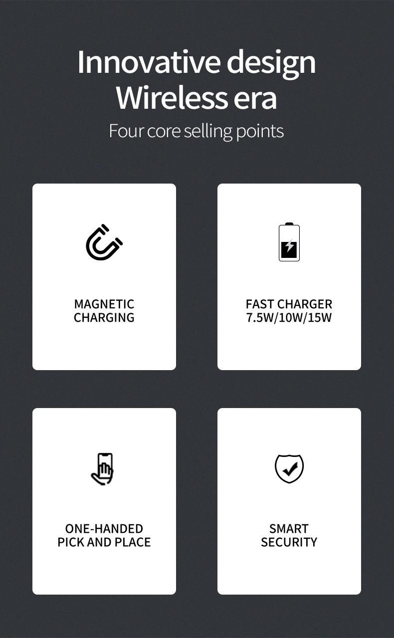 Neues kabelloses Laden, geeignet für Apple Huawei, intelligentes 15-W-Schnellladen, vertikaler Drei-in-Eins-Telefonhalter_voghion.com