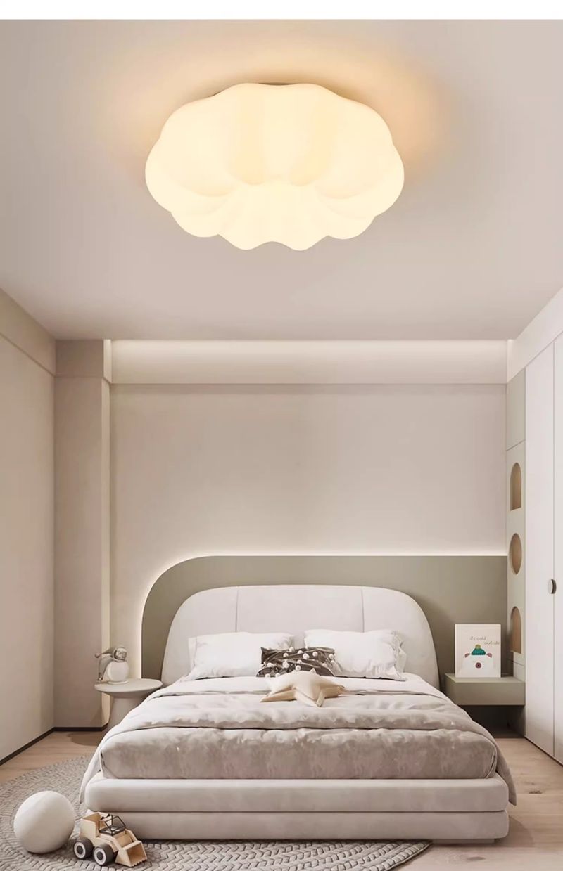 Internet-Berühmtheit Kürbis Decke LED Lampe Creme Stil Master Schlafzimmer Runde Einfache Kindergarten Kinderzimmer Licht_voghion.com
