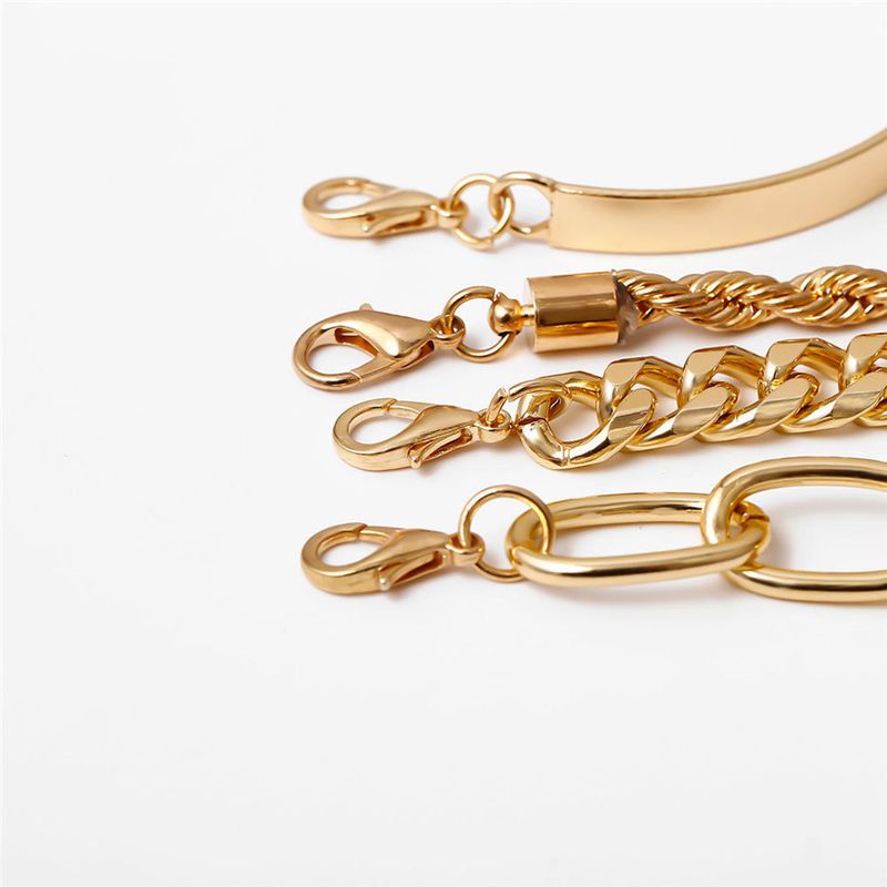 Set di braccialetti con osso a forma di serpente, stile hip-hop, a forma di C, con catena cubana intrecciata, semplice e di nicchia._voghion.com