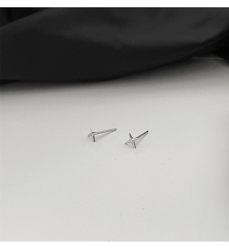 Populære mode antiallergiske øreringe i rent sølv med stjerne og hexagram, enkle øreringe til mænd og kvinder. Personlighed, niche, trendy parøreringe._voghion.com