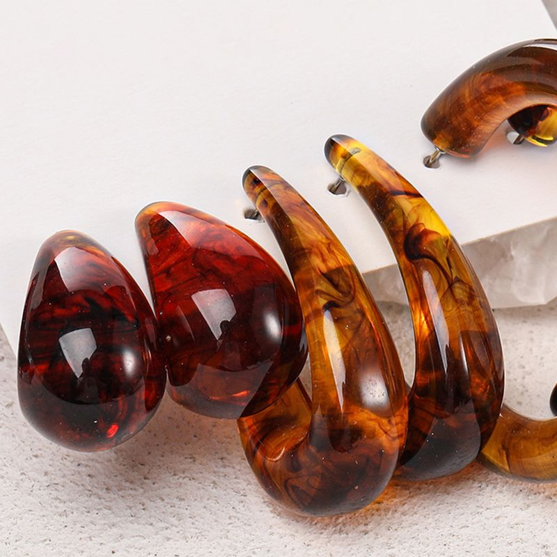 Yamaler 1 set hoepel C-vorm eenvoudige acryl geometrie lichtgewicht bungelende oorbellen voor dagelijks gebruik_voghion.com