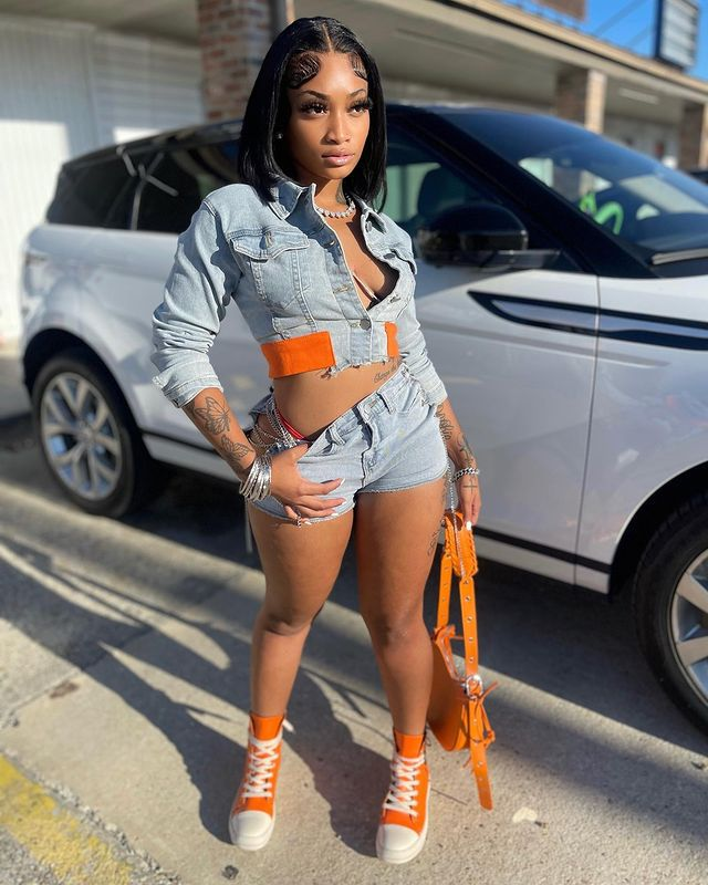 Damen-Shorts, Denim, lässiger Stretch-Anzug_voghion.com