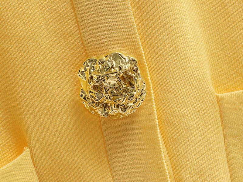 Women's Clothing Suit Gold Button V Neck Knitted Vest Casual Loose Trousers Knitted Two Piece Suit_voghion.com