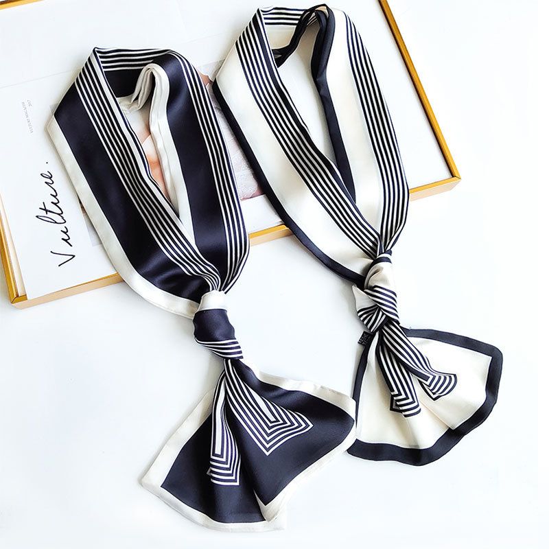 Sciarpa da collo decorativa versatile, in seta, per donna, estate 2024, nuova moda, all'ingrosso_voghion.com