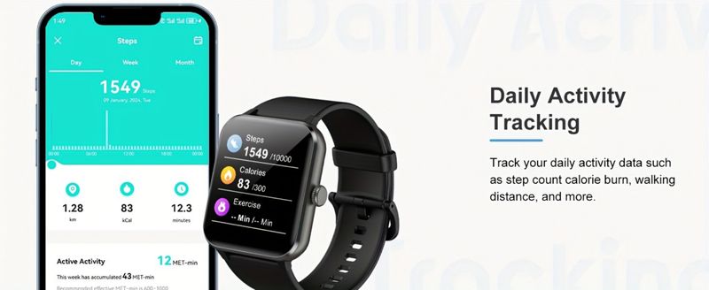 Chytré hodinky Blackview, fitness hodinky s monitorováním aktivity, kompatibilní s nejnovějšími modely Android a iPhone 2024, černé_voghion.com