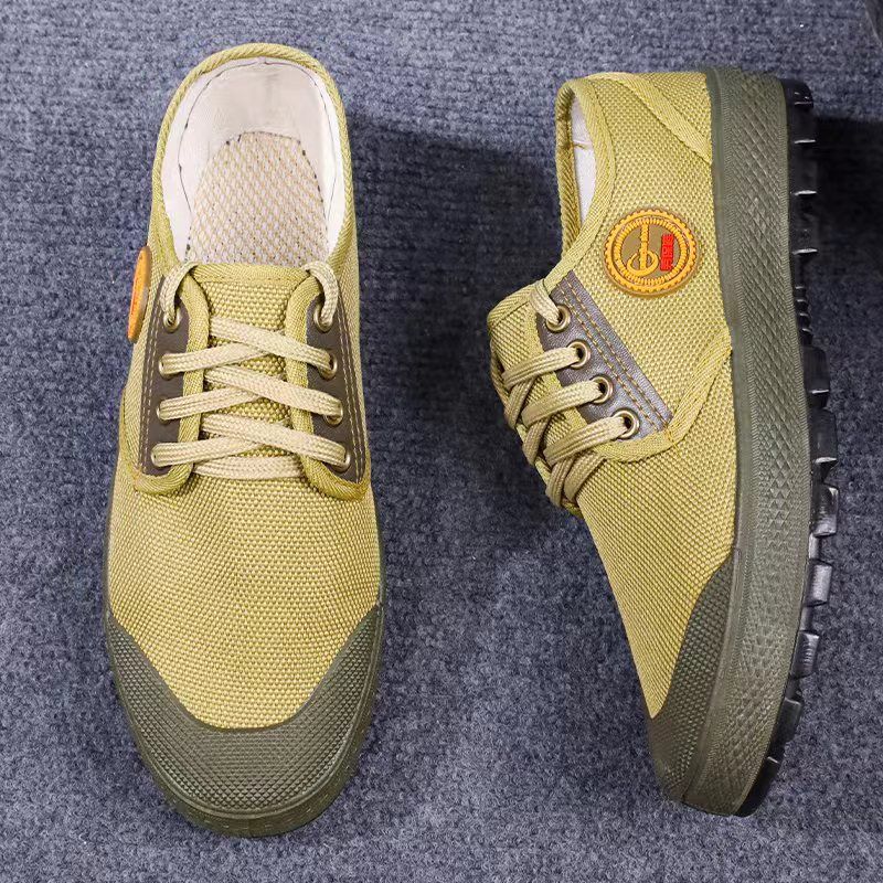 Neue 2024 Arbeiter und Bauern Canvas wasserdicht verschleißfest Arbeitsschutz Befreiungsschuhe Outdoor Baustelle rutschfest verschleißfest Lib_voghion.com