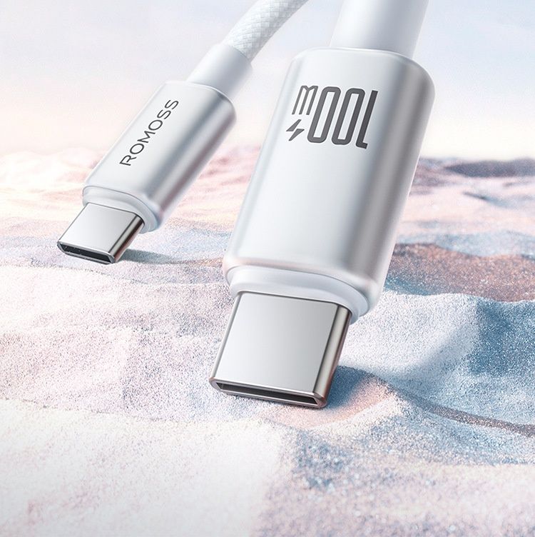 Câble de charge Digitex Romoss Data 5A ultra-rapide compatible avec les téléphones Huawei, double port USB-C PD, 100 W_voghion.com