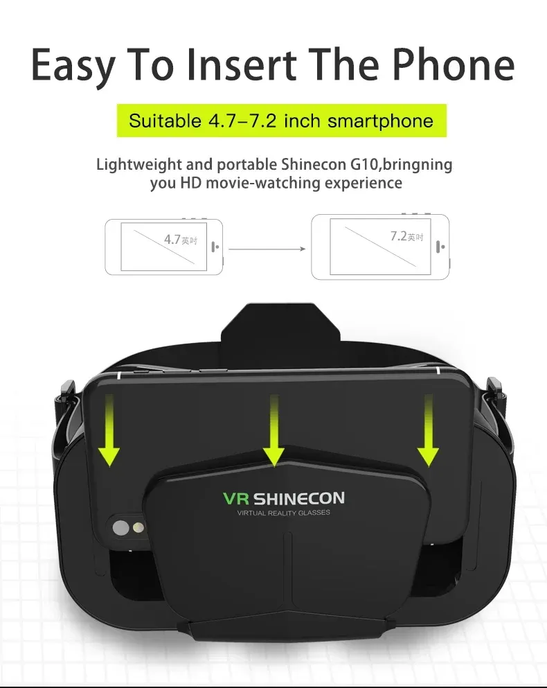 3D-Brille Virtual Reality Headset Gerät Helm Schutzbrille Linsen Mobile Smartphone Smartphone Zelle Realität Viar VR_voghion.com