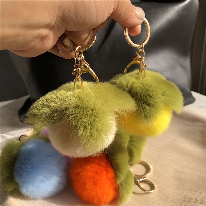 Mini ins Real Rex Rabbit Hair Mini Persimmon Portachiavi per auto Ciondolo Carino Peluche Palla Palla Borsa Decorazione appesa_voghion.com