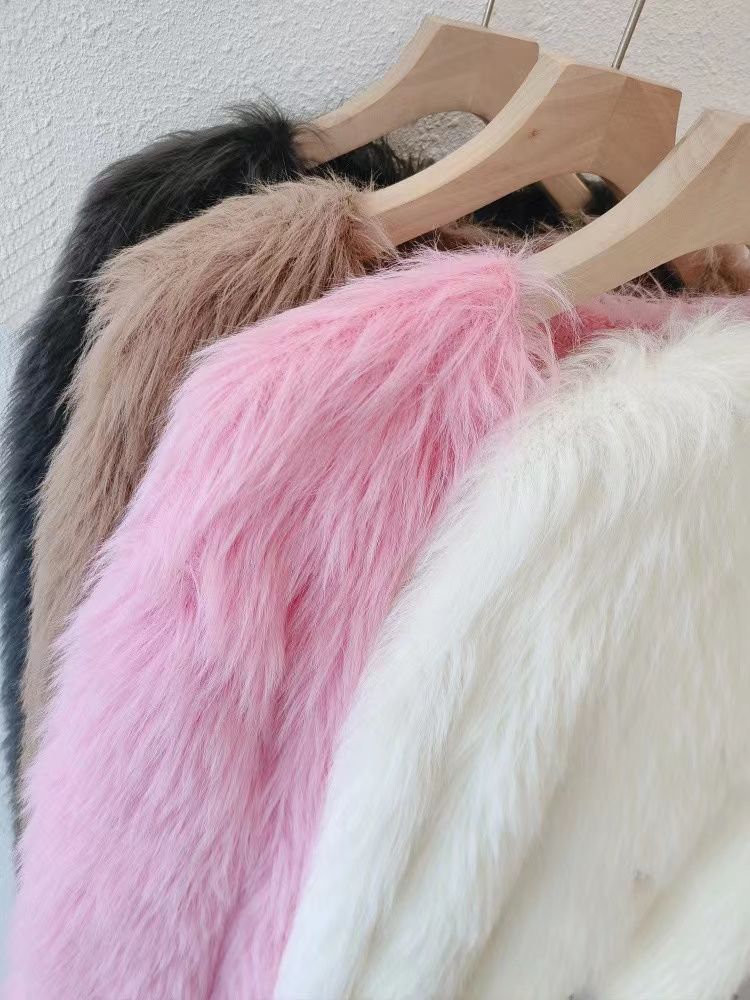 Damenbekleidung Fleece-Strickjacke Pullover Jacke Frauen Herbst und Winter verdickt neue kurze weiche wachsartige_voghion.com