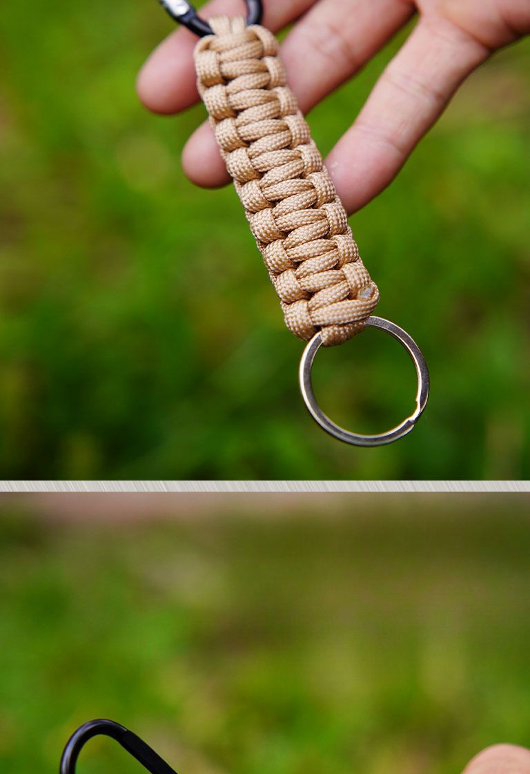 Survival Carabiner Seven-Core Paracord Handmade Keychain Outdoor Hiking Camping Picnic_voghion.com