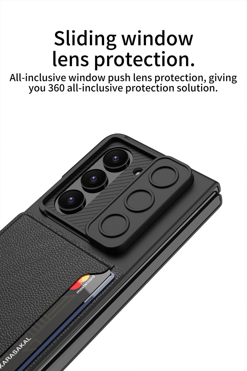 For Samsung Galaxy Z Fold 5 Luxury Business Smooth Elegant Anti Drop Card Holder Phone Case Cover_voghion.com