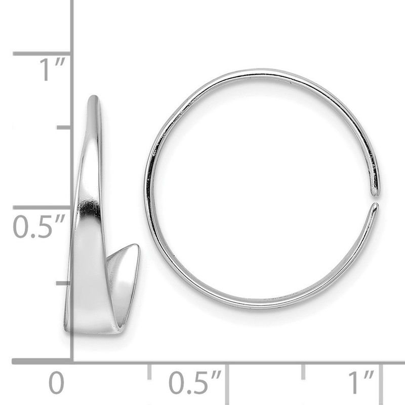 Sterling Silver Rhodium-plated Polished Flat Bar Hoop Threader Earrings_voghion.com