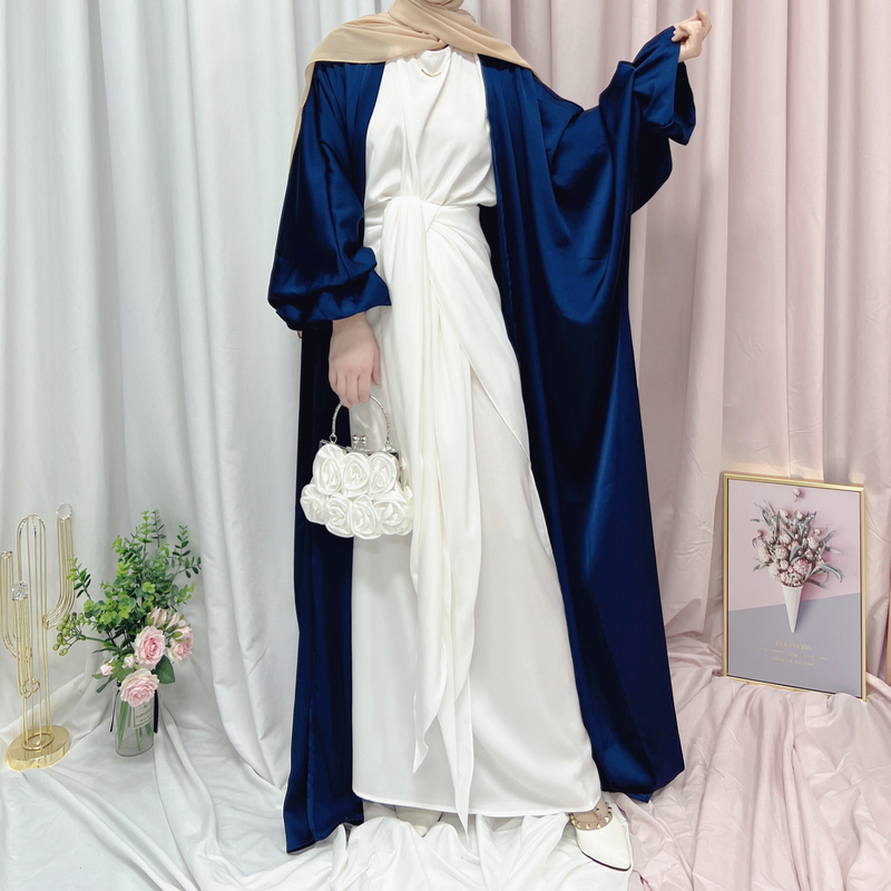 Loriya Amazon Puffärmel-Cardigan, Dubai Eleganter langer Rock_voghion.com