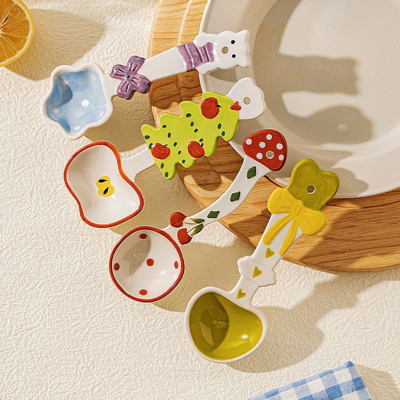 Exquisite Ceramic Small Cute Household High-Value Beautiful Soup Ladle Rice Spoon Glaze Underglaze Color_voghion.com