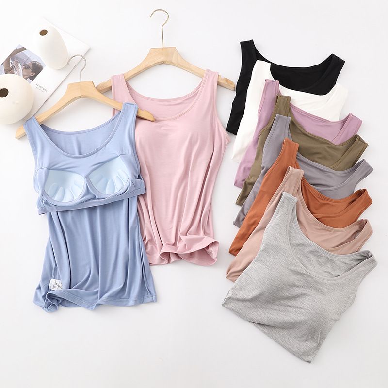 women's clothing One-piece vest bra with chest pad for women, can be worn outside without steel ring_voghion.com