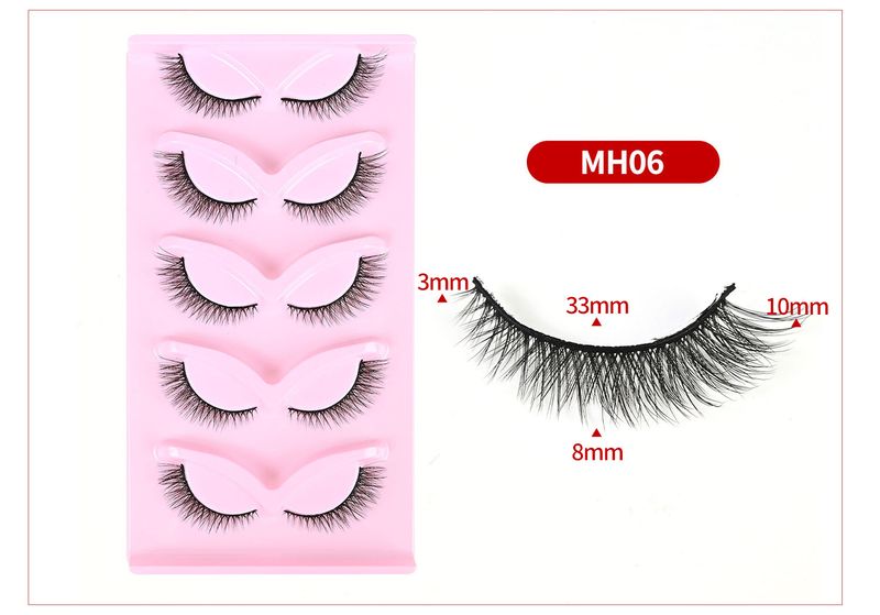Juego de 5 pares de pestañas postizas estilo zorro, extensión de cola de ojo gruesa natural, pestañas de ojo de gato._voghion.com