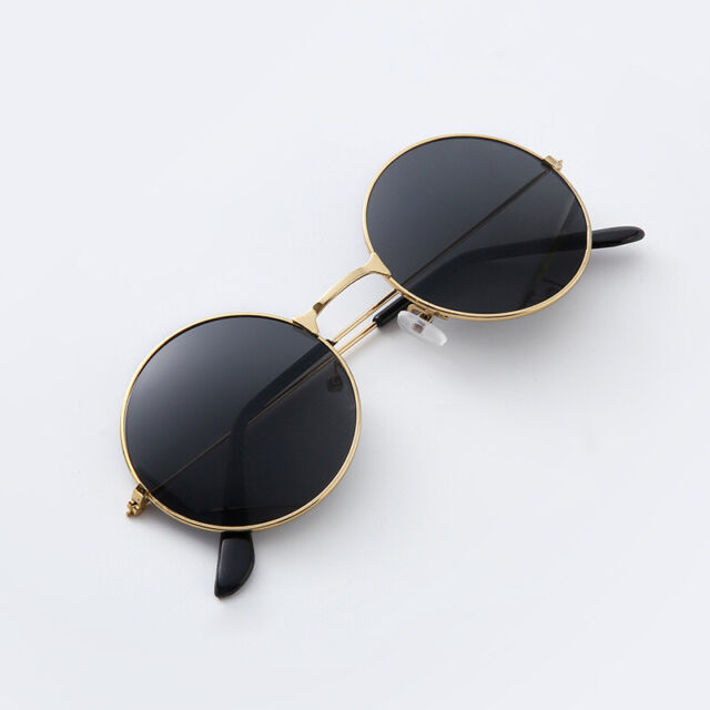 Round Lens Sunclasses Mens Unisex John Lennon Small Circle Ozzy Hippie UV_voghion.com