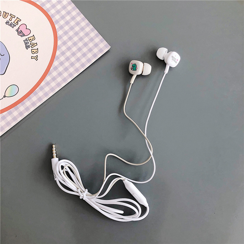 Hörlurar med mikrofon, universal in-ear-söt tecknad film med trådbunden bas, förvaringslåda för hörlurar_voghion.com