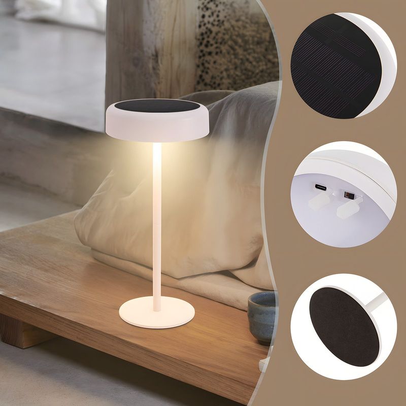 Glitzerlife Tischlampe Solar Akku Nachttischlampe - Modern Led Kabellos Tischleuchte 3600mhA Aufladbar Touch Dimmbar Weiß Lampe Mit USB Batterie Solarlampen_voghion.com