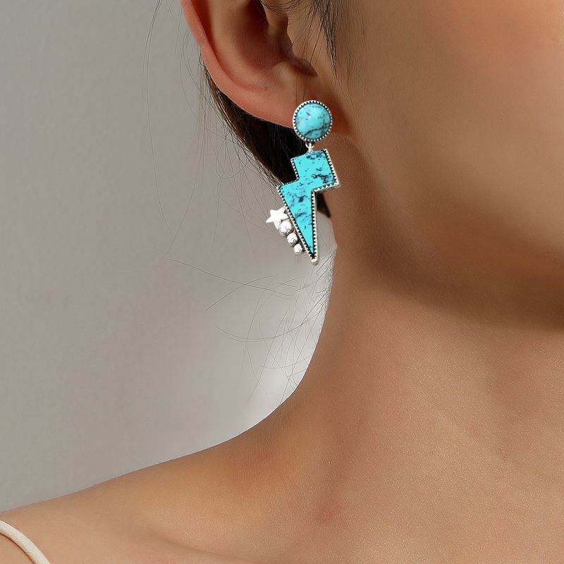 1 Pair Stud Ethnic Style Exaggerated Ear Ornament Bright Luster Women Five-pointed Star Earrings Clothing Accessories_voghion.com