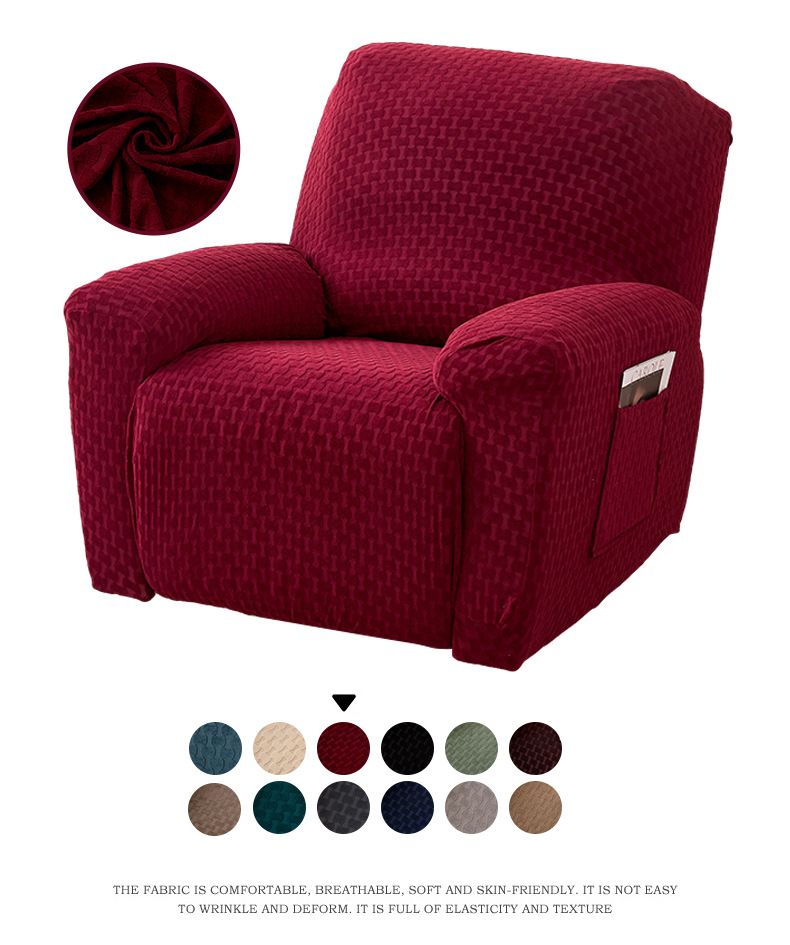 Waterproof Stretch Sofa Cover - Full Elastic Slipcover For Single/Double/Three-Seater Recliner Chairs, Anti-Slip Durable Polyester Fabric, 12 Colors_voghion.com