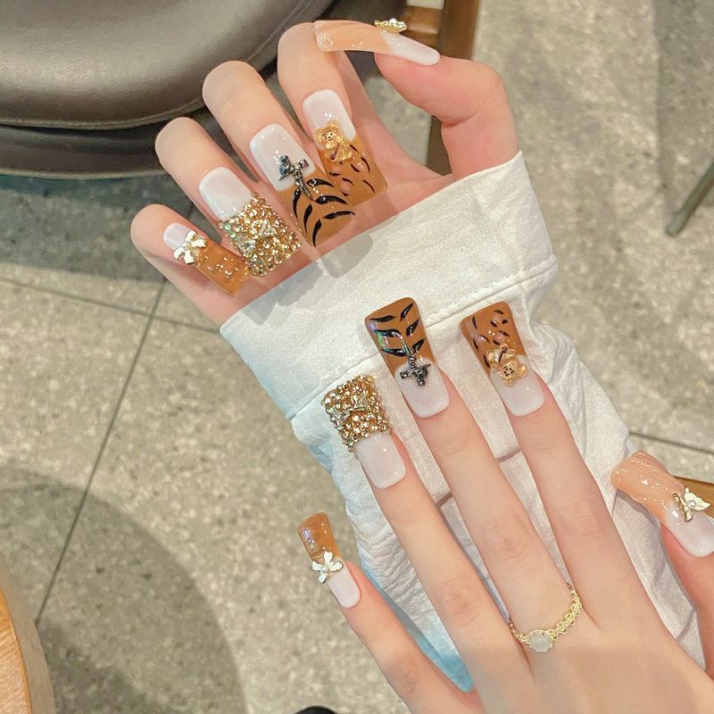 French Leopard Print Handmade Wear Armor Hot Girl Style Black And Gold Flash High End Millennial_voghion.com