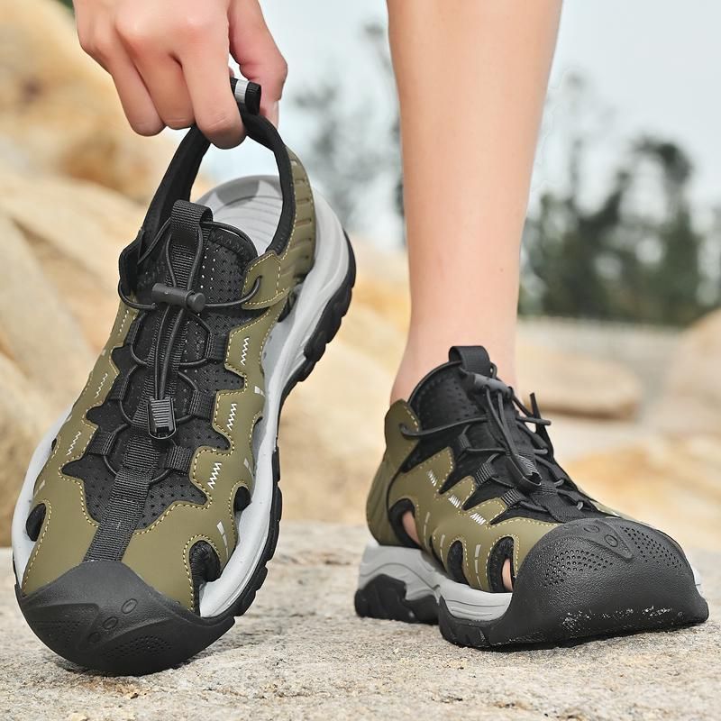 Sandali in pelle americana di alta qualità, con prepuzio, da uomo, sportivi, estivi, traspiranti, per il tempo libero, all'aperto e in spiaggia, di qualità imbattibile._voghion.com