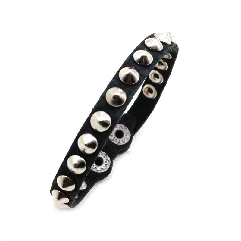 Braccialetto Punk One Row Spike in pelle di mucca, accessori rock non mainstream_voghion.com