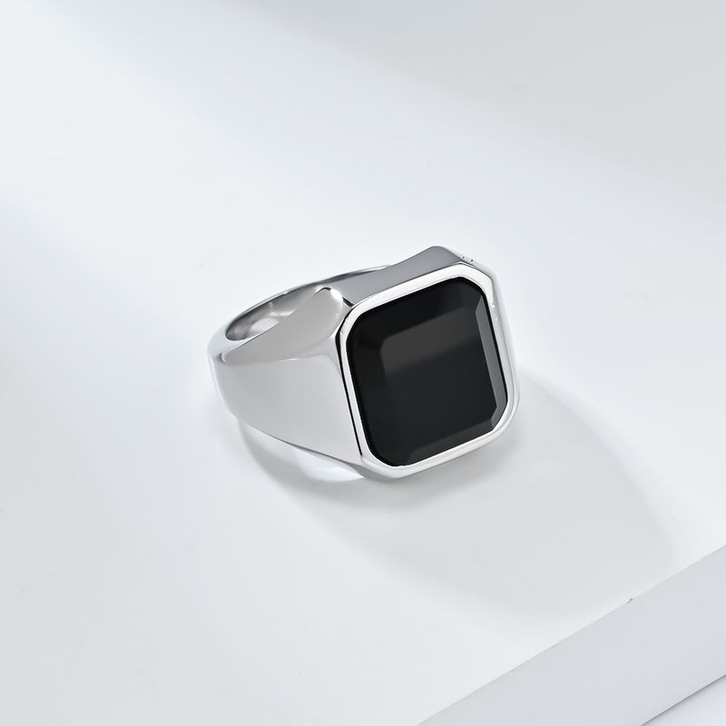 Gioielli da uomo, stile leggero e lussuoso, anello in acciaio inossidabile con gemma artificiale, gioiello in acciaio al titanio, gioiello da mano King Feel_voghion.com